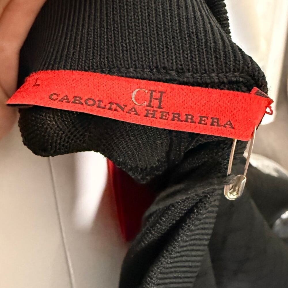 Carolina Herrera Quilted Knit Cardigan & Wide Leg Pants Set Black Size S/L - Picture 9 of 12